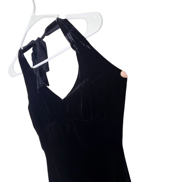 Vintage Y2K 90S Black Velvet Halter Dress Velvet Burnout Whimsigoth Fairygoth M - Picture 6 of 13